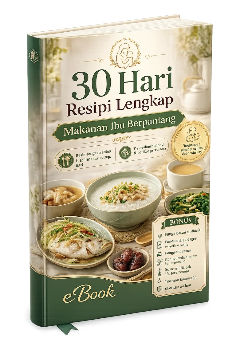 Mockup eBook 30 Hari Resipi Lengkap — Makanan Ibu Berpantang oleh Kedai Ibu & Anak