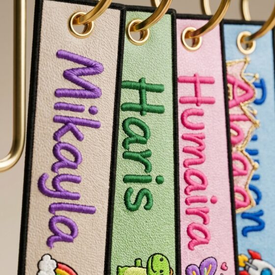 CUSTOM NAME BAG TAG EMBROIDERY KEYCHAIN | Tag Nama Sulam Custom | Keychain Nama Beg Sekolah Backpack Luggage