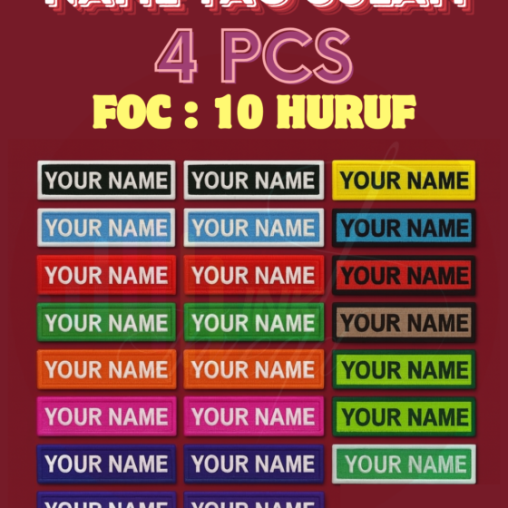 Tag Nama Pelajar Sulam Custom | Label Nama Sekolah